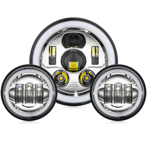 7" RRI Blazemaker V1 HALO LED Headlight with Auxiliary Passing Lamps-LED Headlights-Rogue Rider Industries-Rogue Rider Industries for Harley Davidson Motorcycles
