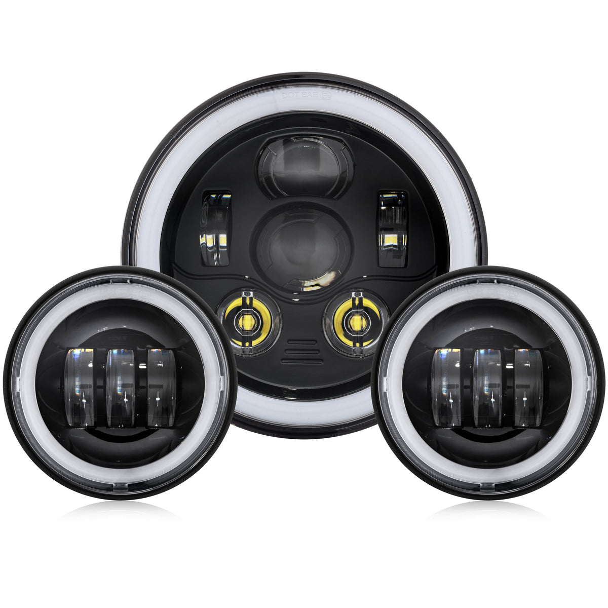 7&quot; RRI Blazemaker V1 HALO LED Headlight with Auxiliary Passing Lamps-LED Headlights-Rogue Rider Industries-Rogue Rider Industries for Harley Davidson Motorcycles