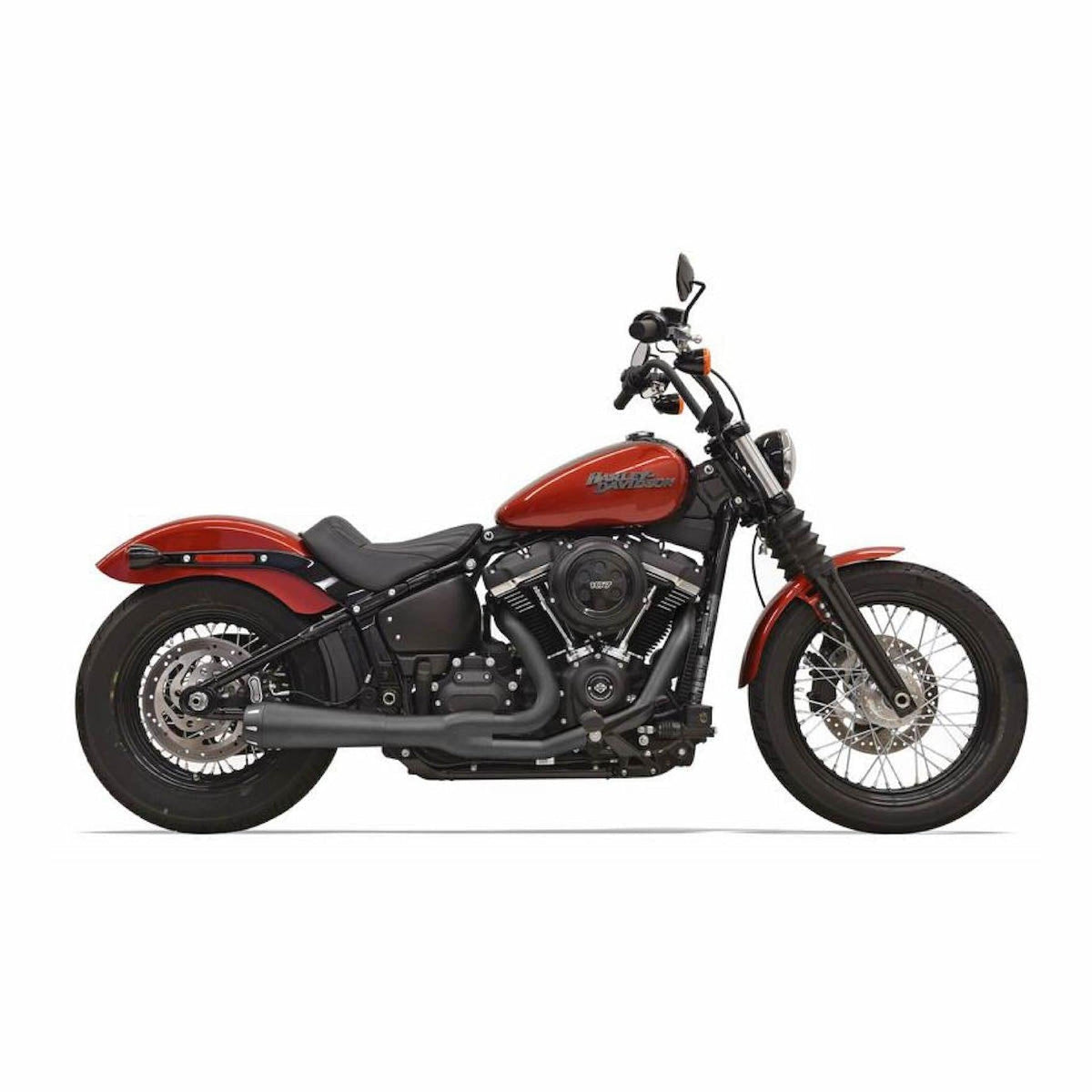 Bassani Road Rage 2 - Black - 2-1 Exhaust for 2018-2023 Softail Street Bob, Lowrider, Slim &amp; Fatbob-Exhaust-Bassani-Rogue Rider Industries for Harley Davidson Motorcycles