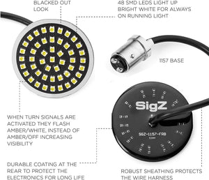 RRI SigZ Front LED 1157 Turn Signals - Running Lights - Black Label Special Edition