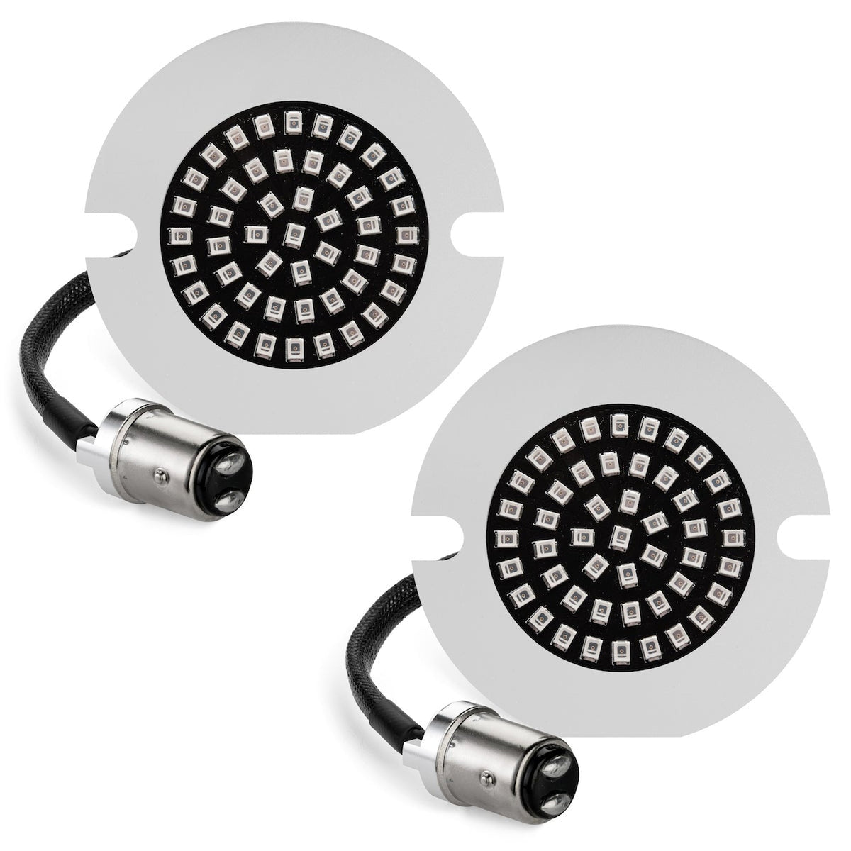 RRI SigZ Rear LED Turn Signals for Flat Style Housings - Black Label Special Edition-LED Turn Signals-Rogue Rider Industries-1157 (Offset Posts / Dual Contact)-No Lenses-Rogue Rider Industries for Harley Davidson Motorcycles