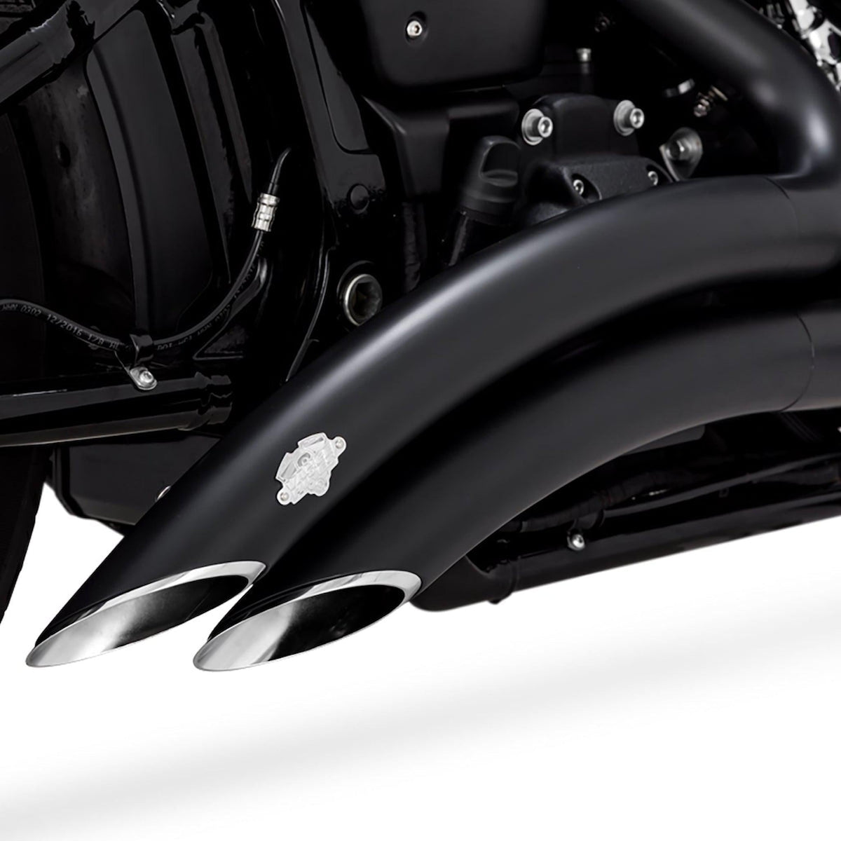 Vance and Hines Big Radius 2 into 2 Black or Chrome Exhaust for M8 Softails-Exhaust-Vance &amp; Hines-Rogue Rider Industries for Harley Davidson Motorcycles