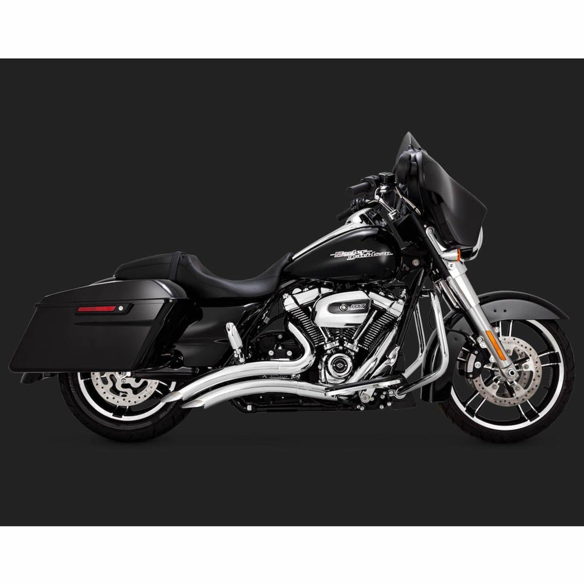 Vance and Hines Big Radius 2 into 2 Black or Chrome Exhaust for M8 Touring-Exhaust-Vance &amp; Hines-Chrome-Rogue Rider Industries for Harley Davidson Motorcycles