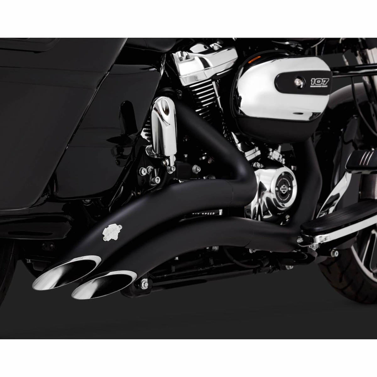 Vance and Hines Big Radius 2 into 2 Black or Chrome Exhaust for M8 Touring-Exhaust-Vance &amp; Hines-Rogue Rider Industries for Harley Davidson Motorcycles